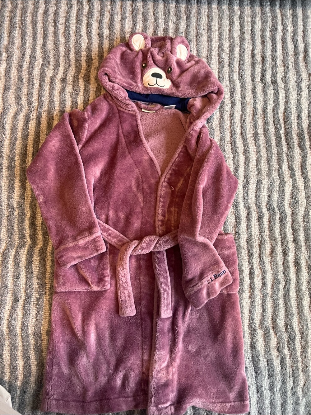 L.L. Bean Kids Plush Bear Hooded Robe in Mauve